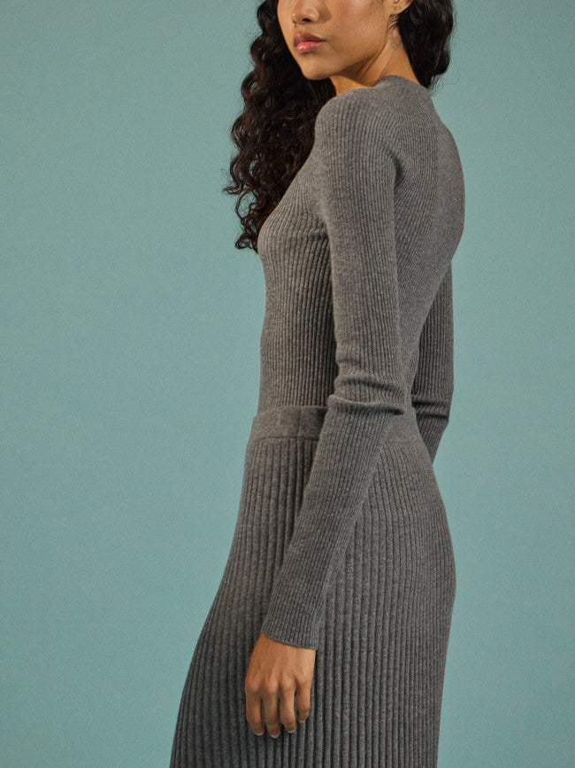 Arch4 - Celeste Baby Goat Cashmere Long-Sleeved Top | Size: S - Gray - ABASK