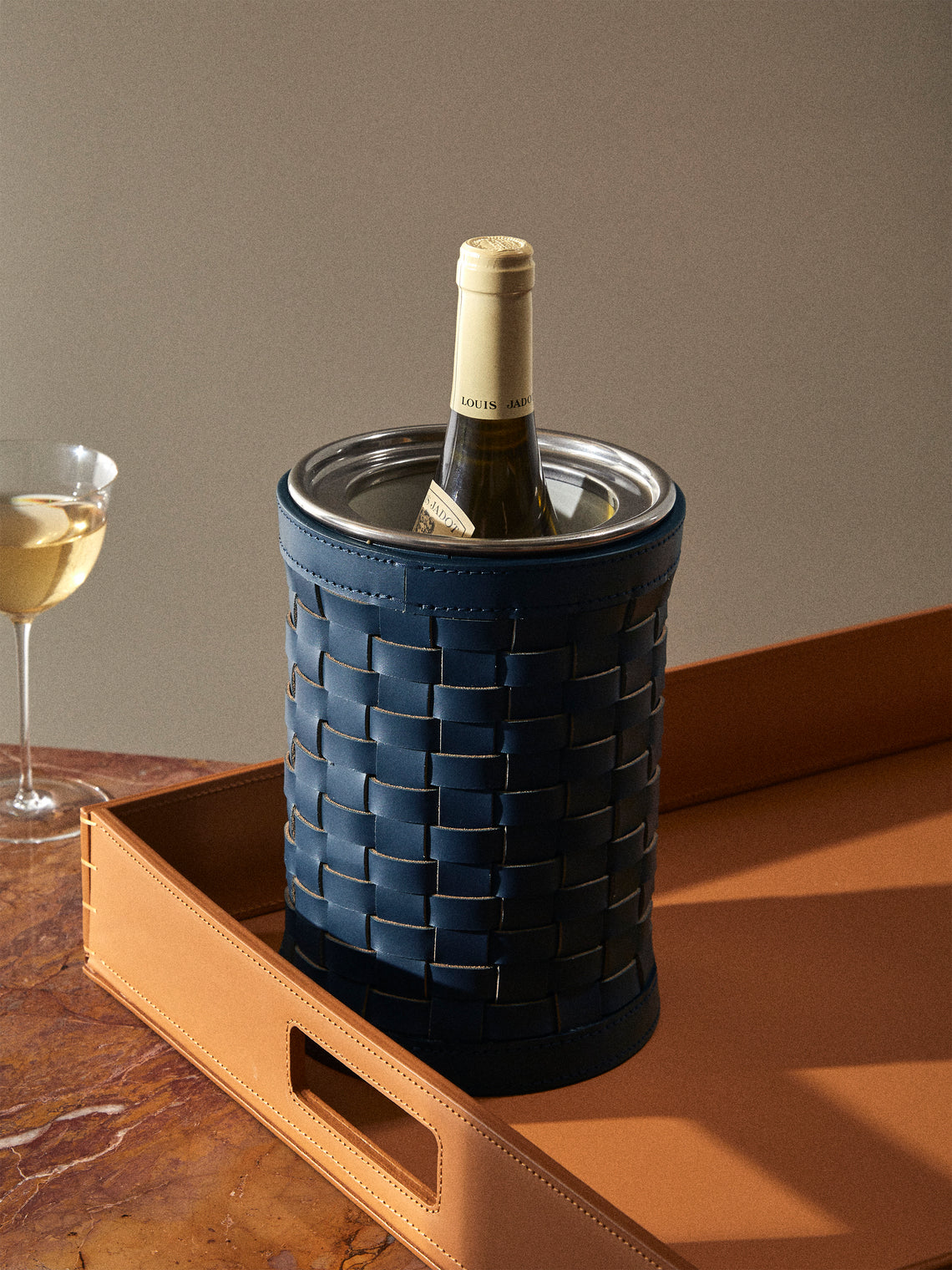 Riviere - Barcelona Water-Resistant Leather Wine Cooler - Navy - ABASK