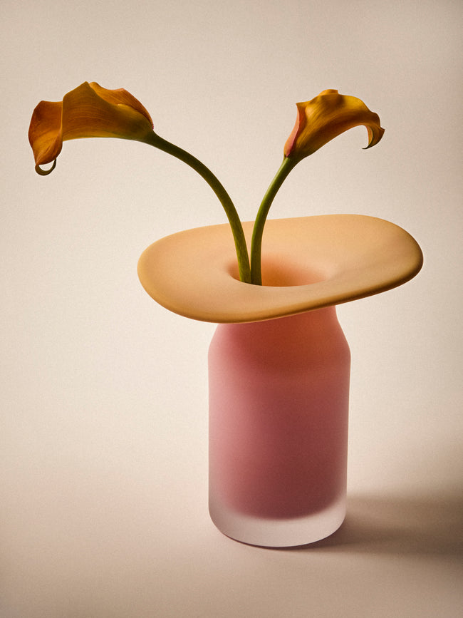 David Valner - Fungus Hand-Blown Glass Vase (11in/28cm) - Pink - ABASK