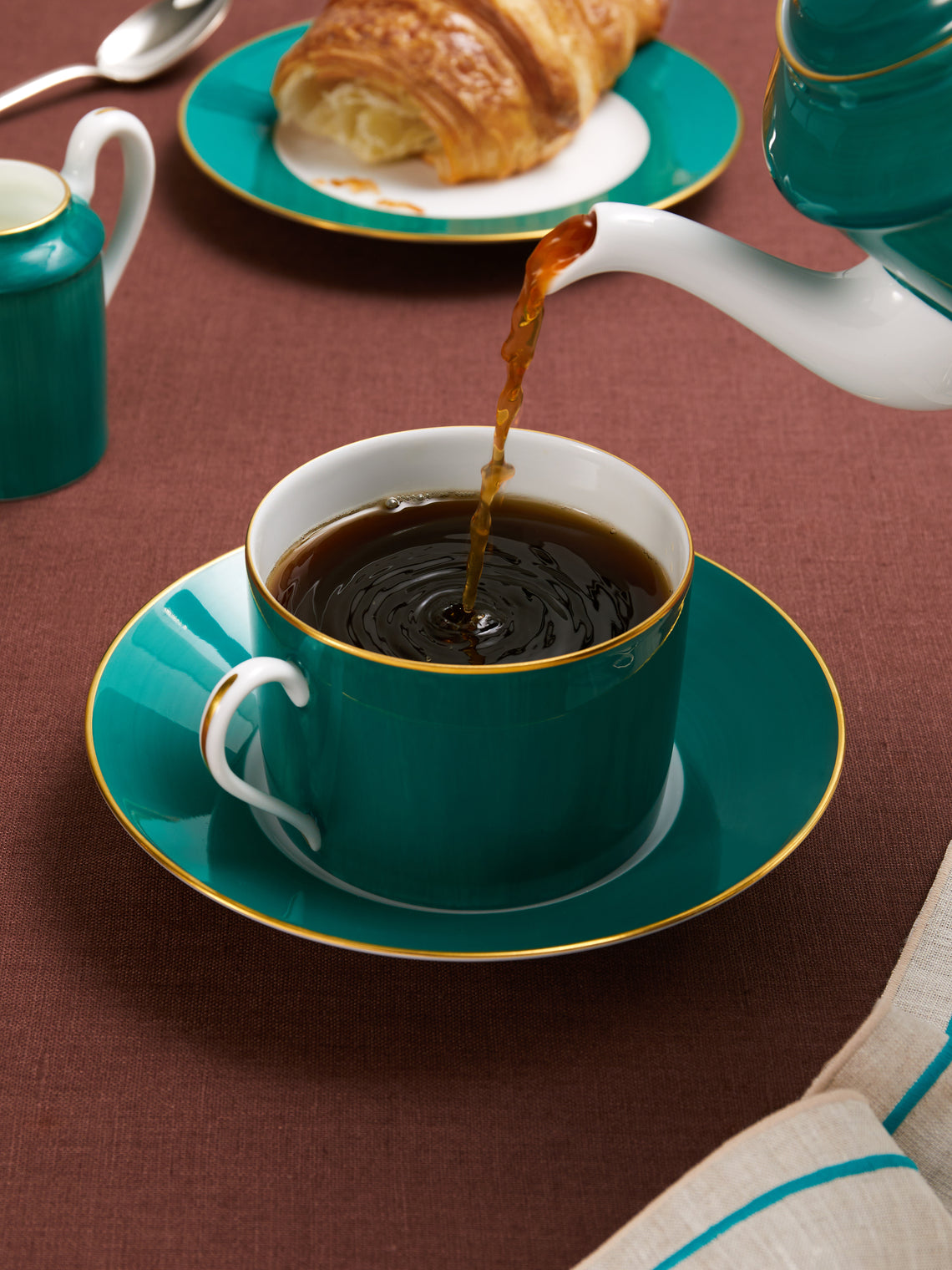 Robert Haviland & C. Parlon - Coco Hand-Painted Porcelain Breakfast Cup and Saucer (Set of 2) - Green - ABASK