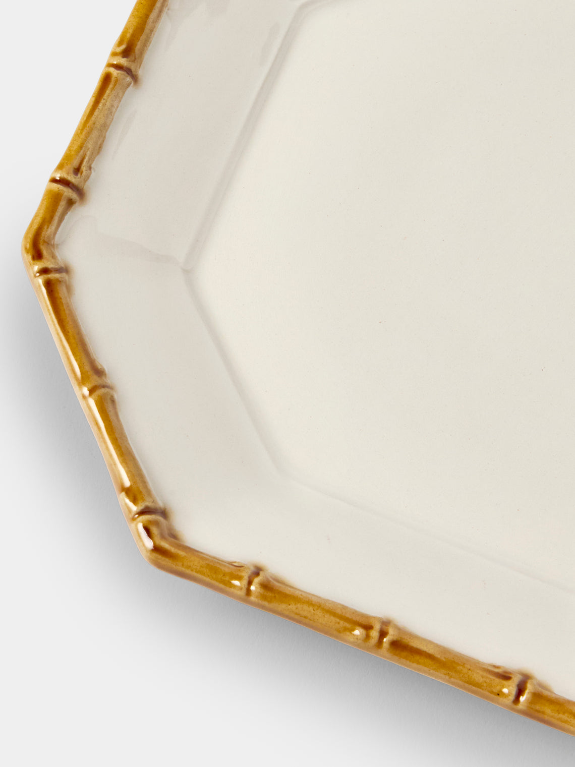 Verdolini - Bamboo Hand-Painted Ceramic Cake Plate (6in/16cm) - White - ABASK