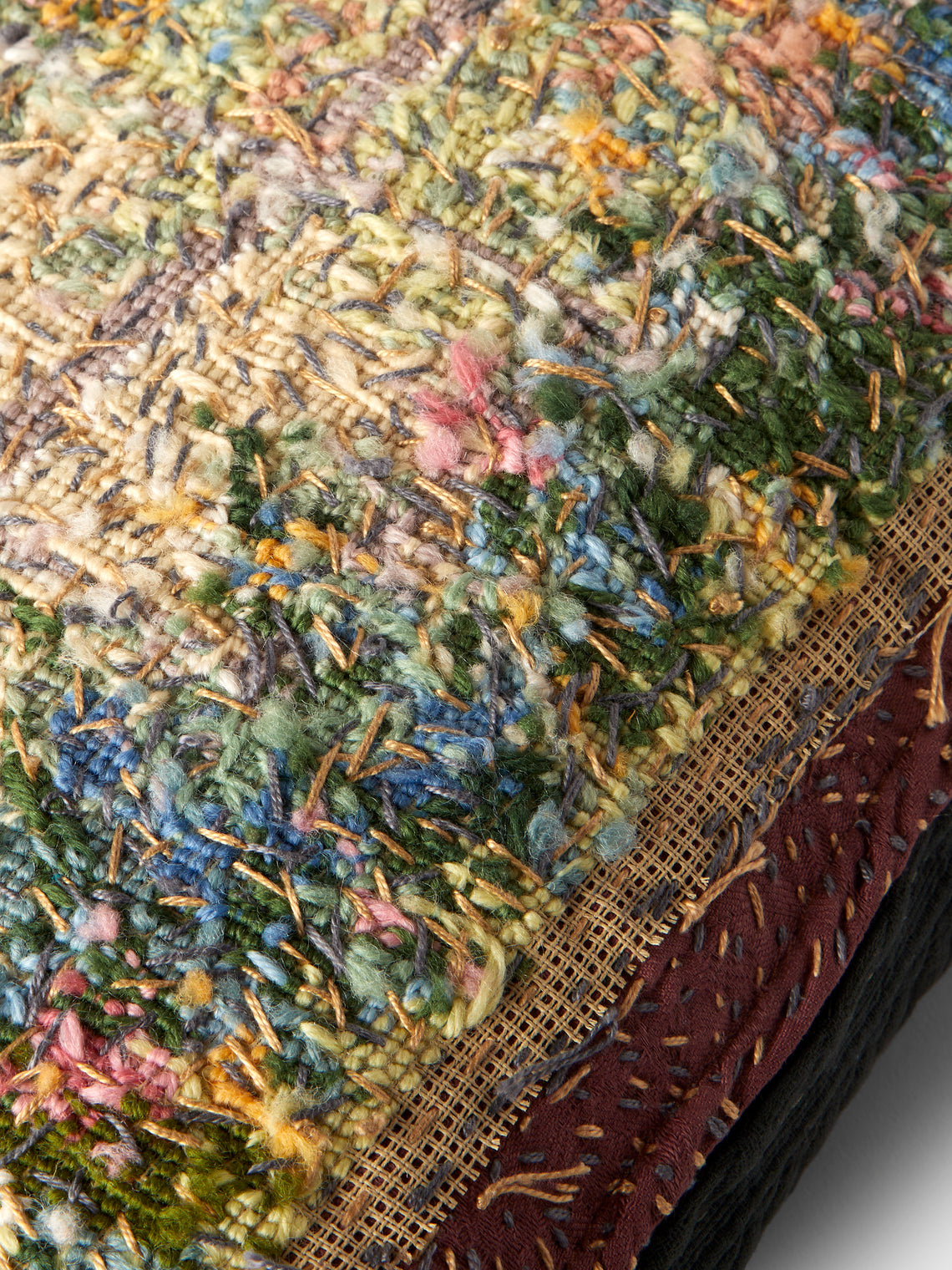 By Walid - 19th-Century Needlepoint Wool, Linen and Cotton Cushion (19.5in/50cm) - Multiple - ABASK