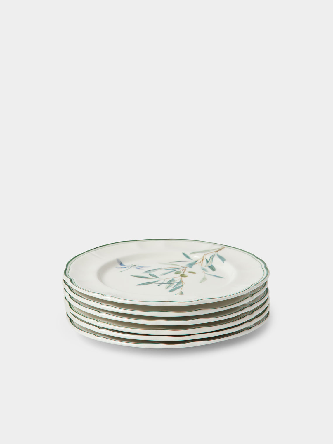 Laboratorio Paravicini - | Set of 6 | Ulivi Ceramic Dessert / Salad Plates (9in/23cm) - Green - ABASK