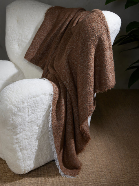 Alonpi - Peaks Cashmere and Silk Blanket (78.5in/2m) - Orange - ABASK