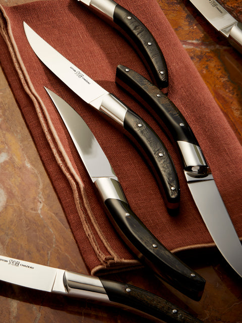 Goyon-Chazeau - Stylver Origines Buffalo Horn Table Knives (Set of 6) - Black - ABASK