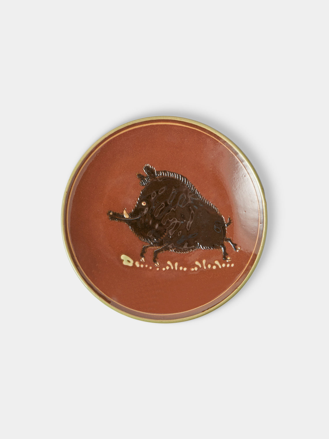 Poterie d’Évires - Animals Hand-Painted Ceramic Plates – 5.5in/14cm (Set of 4) - Light Brown - ABASK