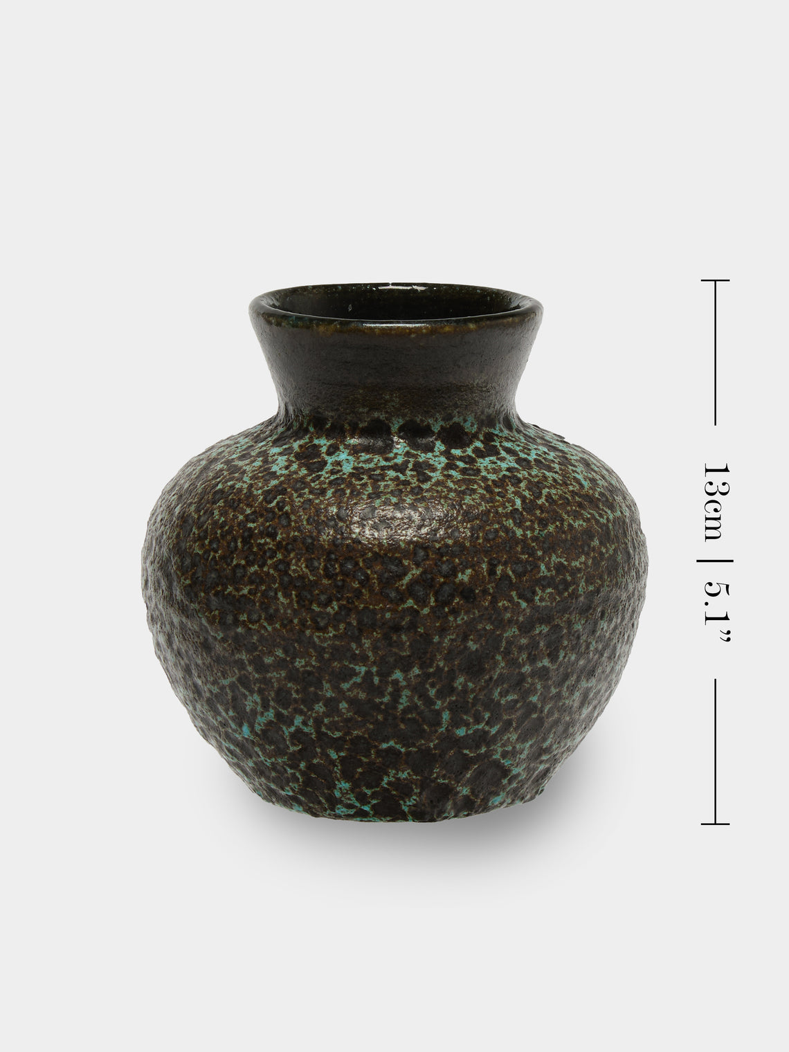 Antique and Vintage - 1950s Accolay Ceramic Vase (5in/13cm) - Brown - ABASK