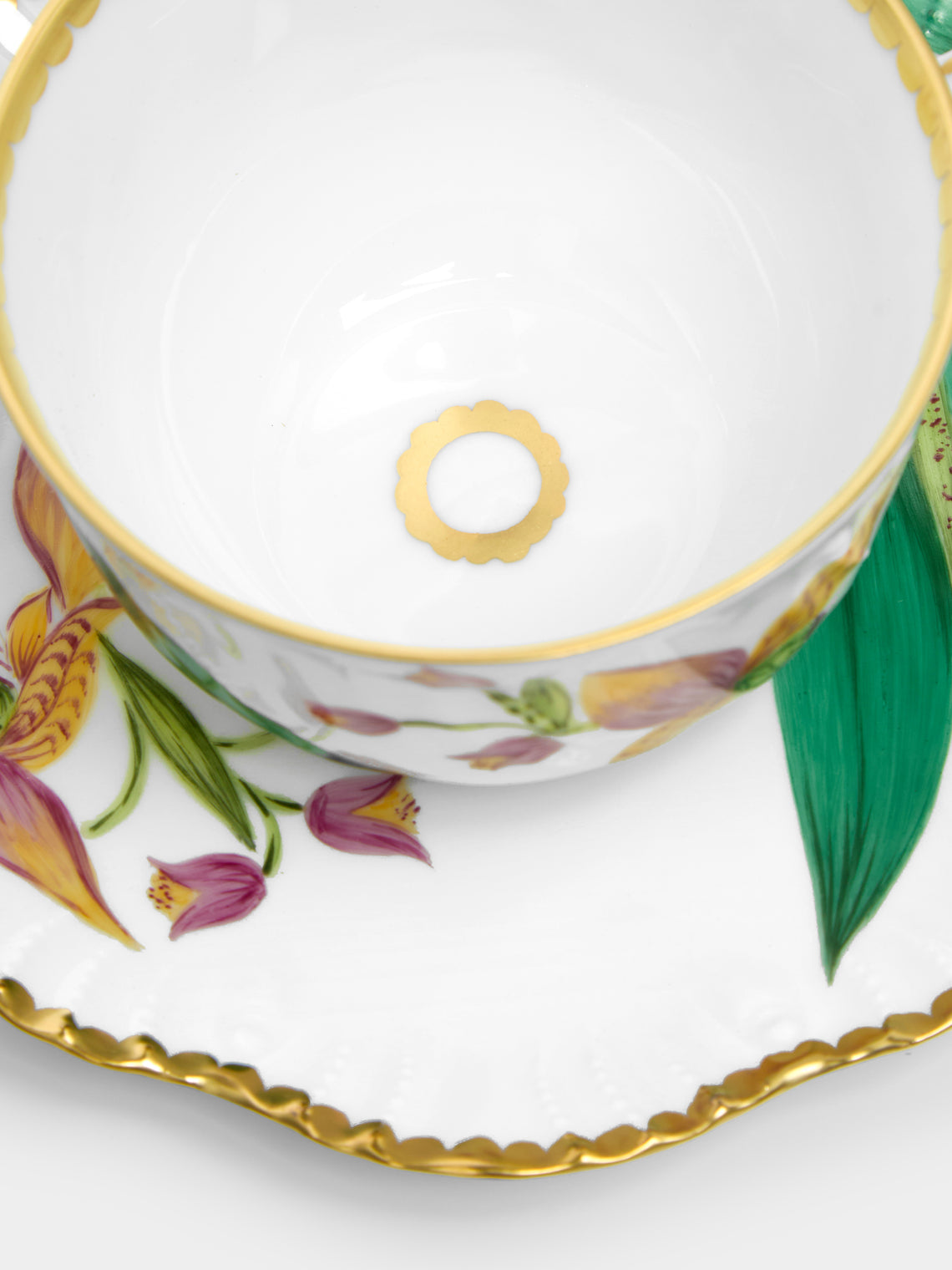 Histoires d'Orchidées Hand-Painted Porcelain Teacup and Saucer