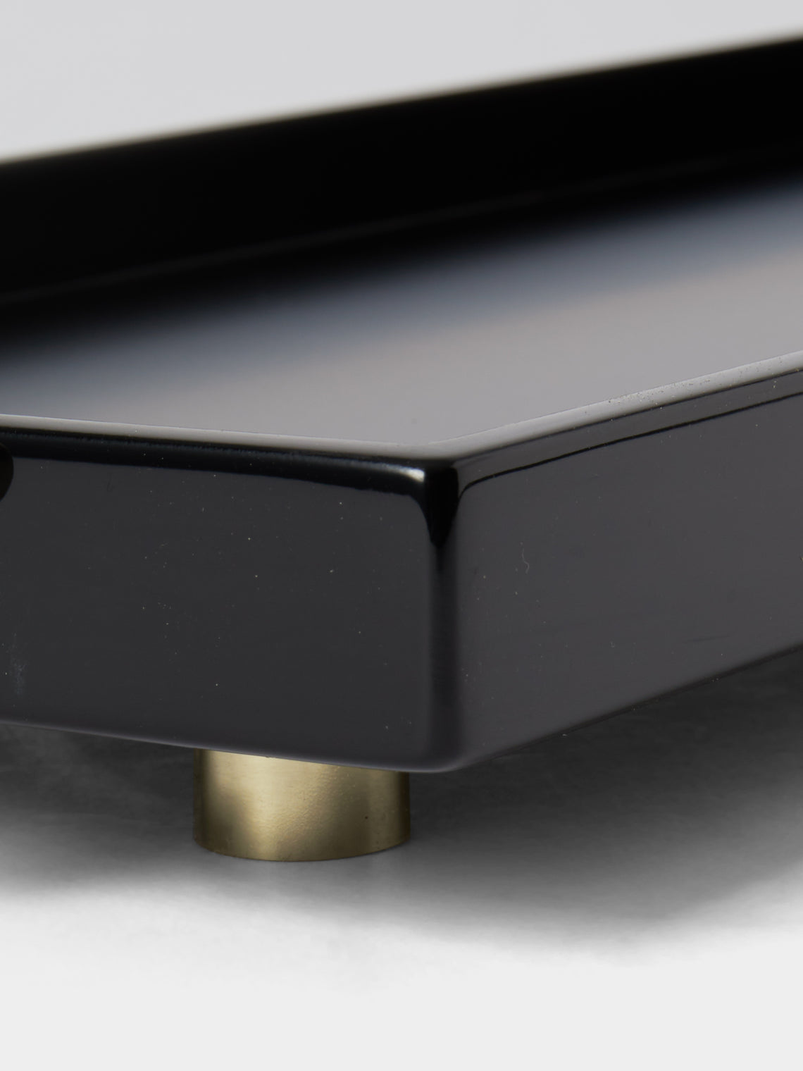 Viya - Saffron Lacquered Wood Vanity Tray (16.5in/42cm) - Black - ABASK