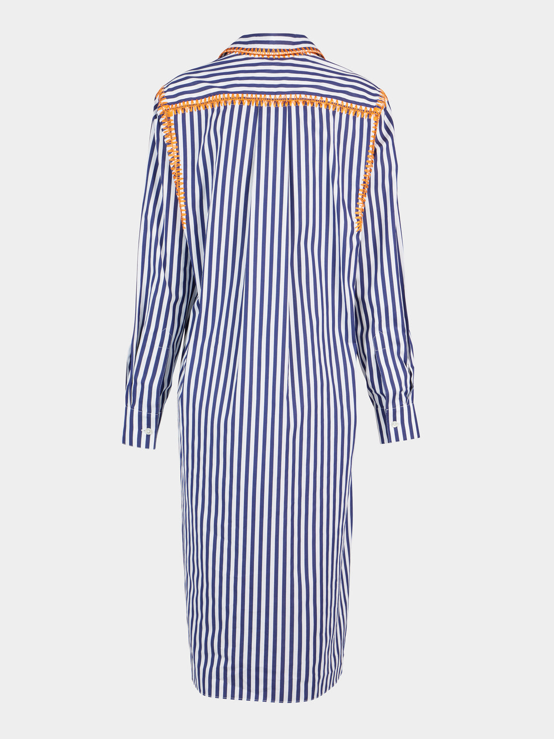 Sebline - Marocaine Hand-Embroidered Cotton Chemise Robe - Blue - ABASK