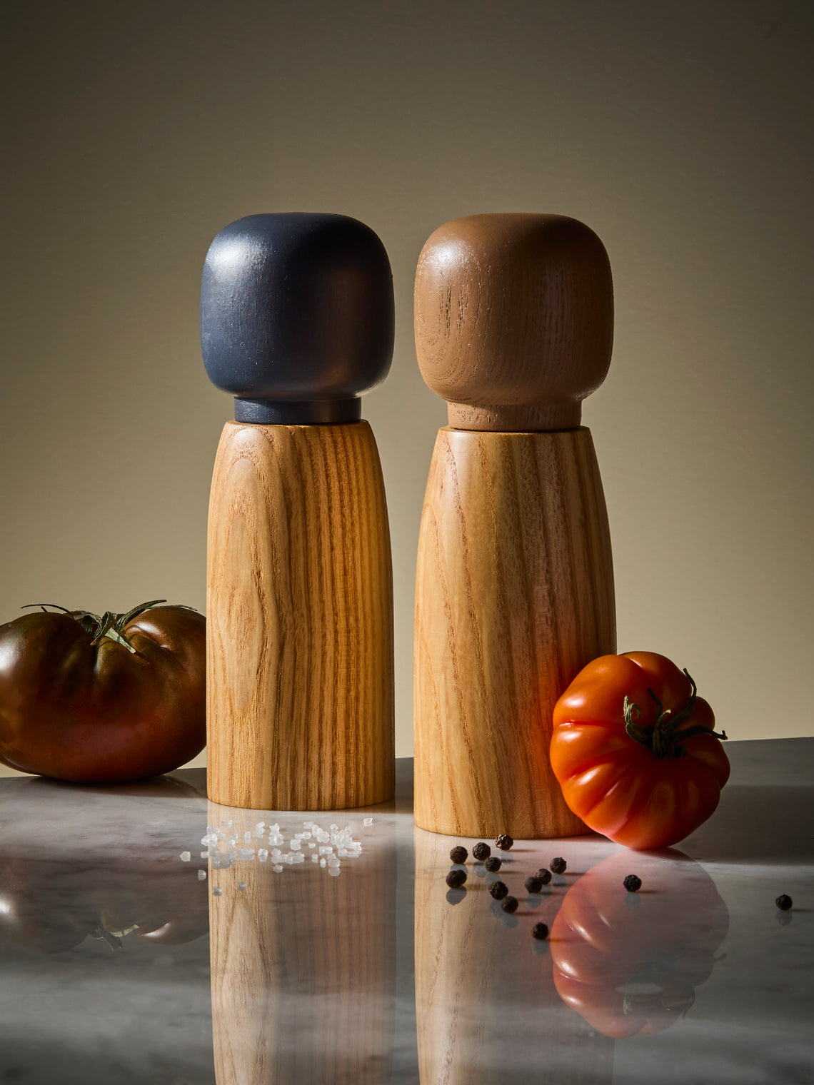 Marisa Klaster - Hand-Turned Wood Salt and Pepper Grinders (Set of 2) - Brown - ABASK