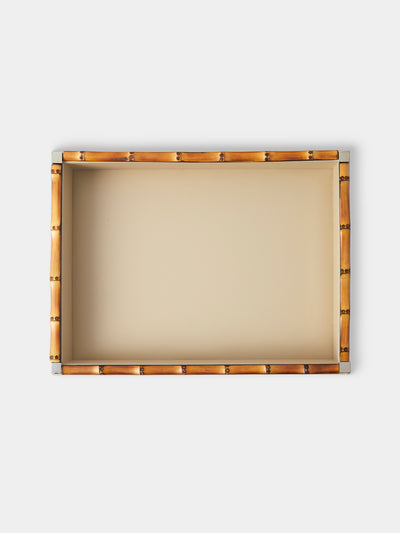 Riviere - Bice Nabuk Leather and Bamboo Valet Tray (9.5in/24cm) - Cream - ABASK - 
