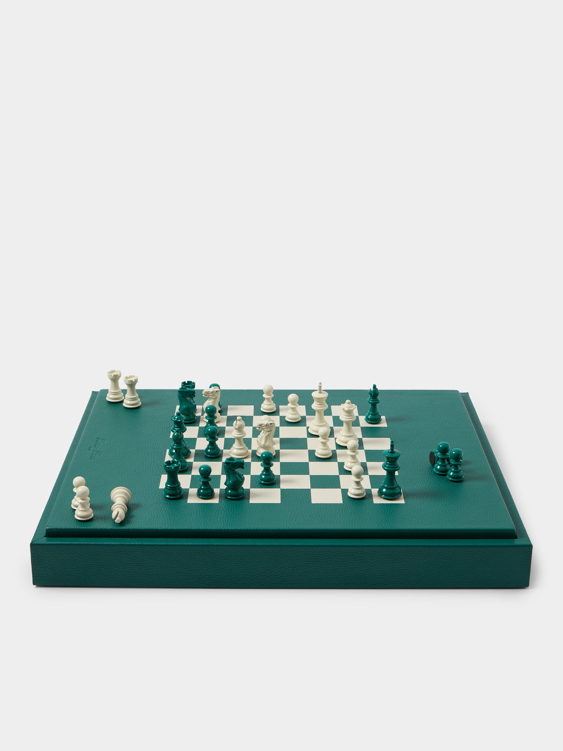 Hector Saxe - Leather Backgammon, Checkers, Chess and Dominoes Compendium - Green - ABASK