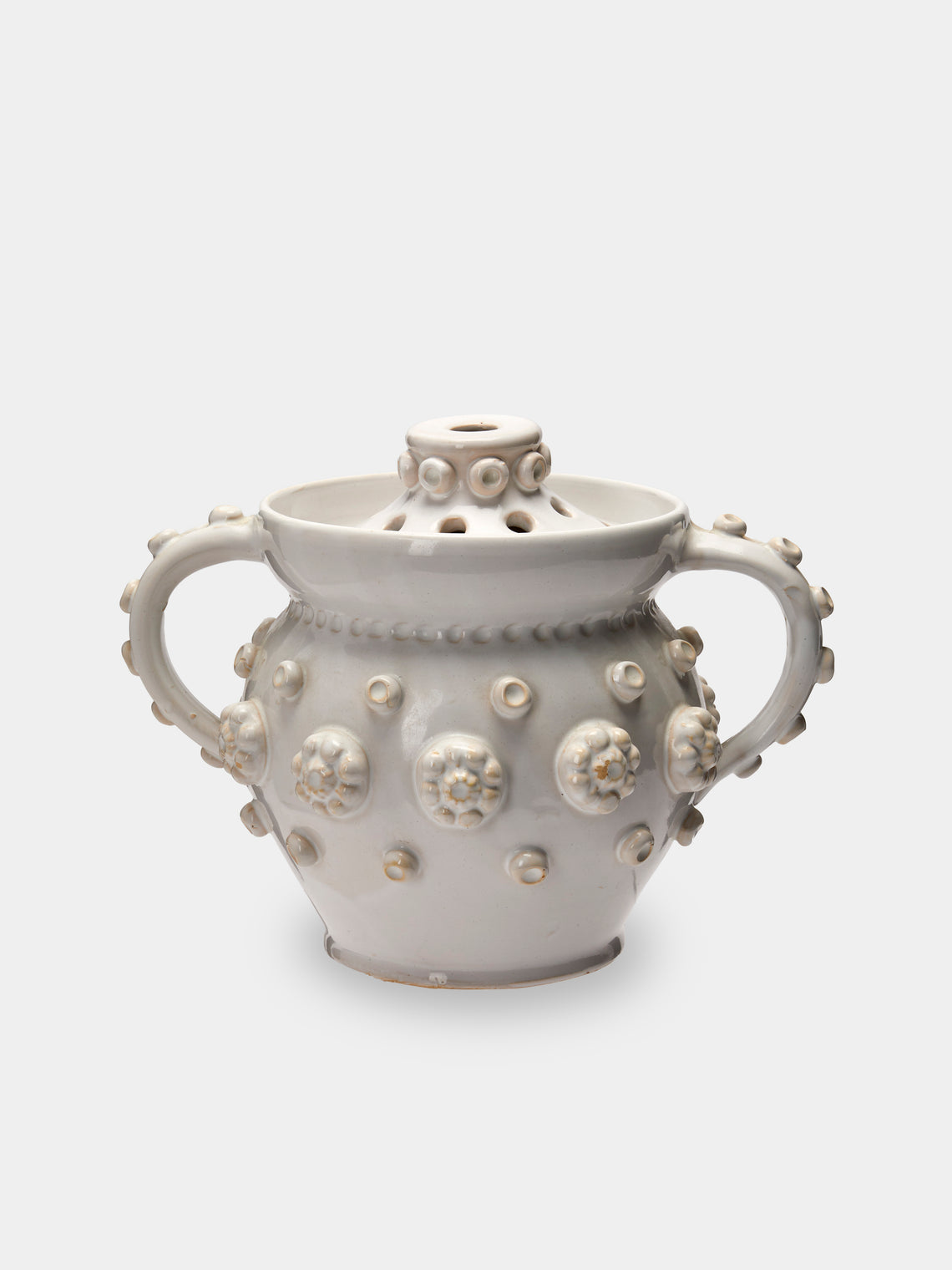 Antique and Vintage - 1920s Émile Tessier Ceramic Vase (9in/23.5cm) - White - ABASK - 