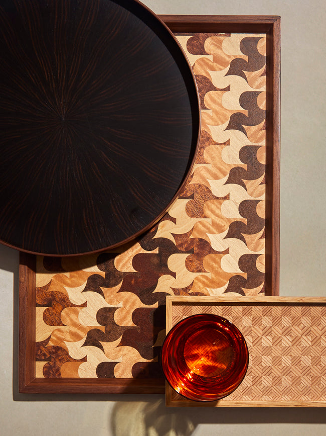 Mori Kougei - Poke Marquetry Wood Tray (15in/38.5cm) - Multiple - ABASK