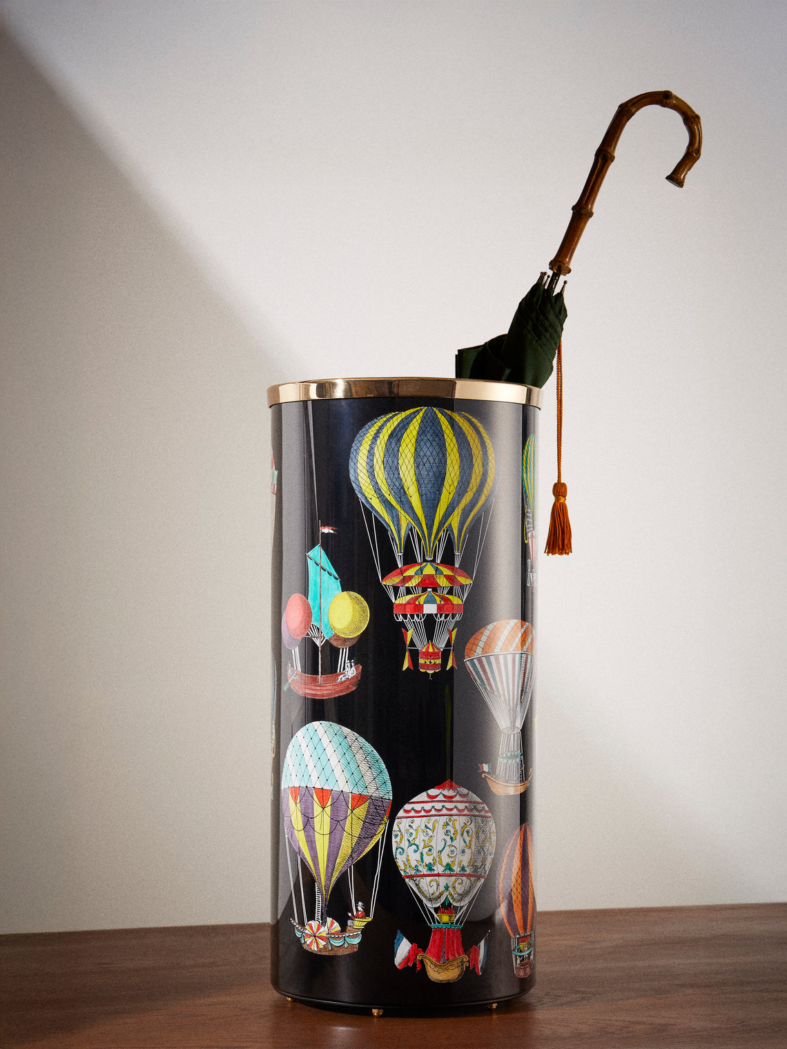 Fornasetti - Palloni Wood and Brass Umbrella Stand - Black - ABASK