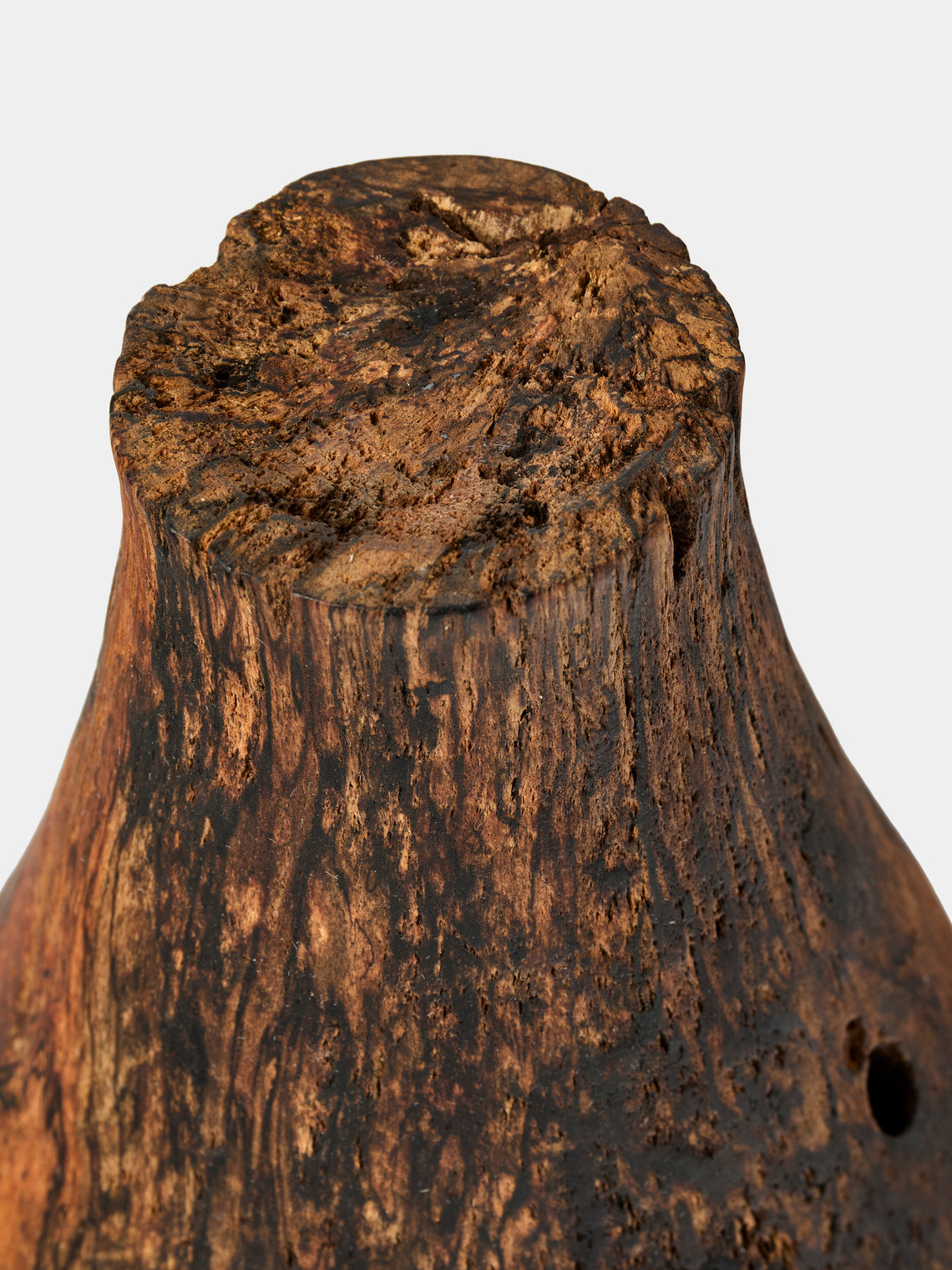 Iida Woodturning - Hand-Turned Persimmon Oiled Earth-Finish Vase (10in/26cm) - Brown - ABASK