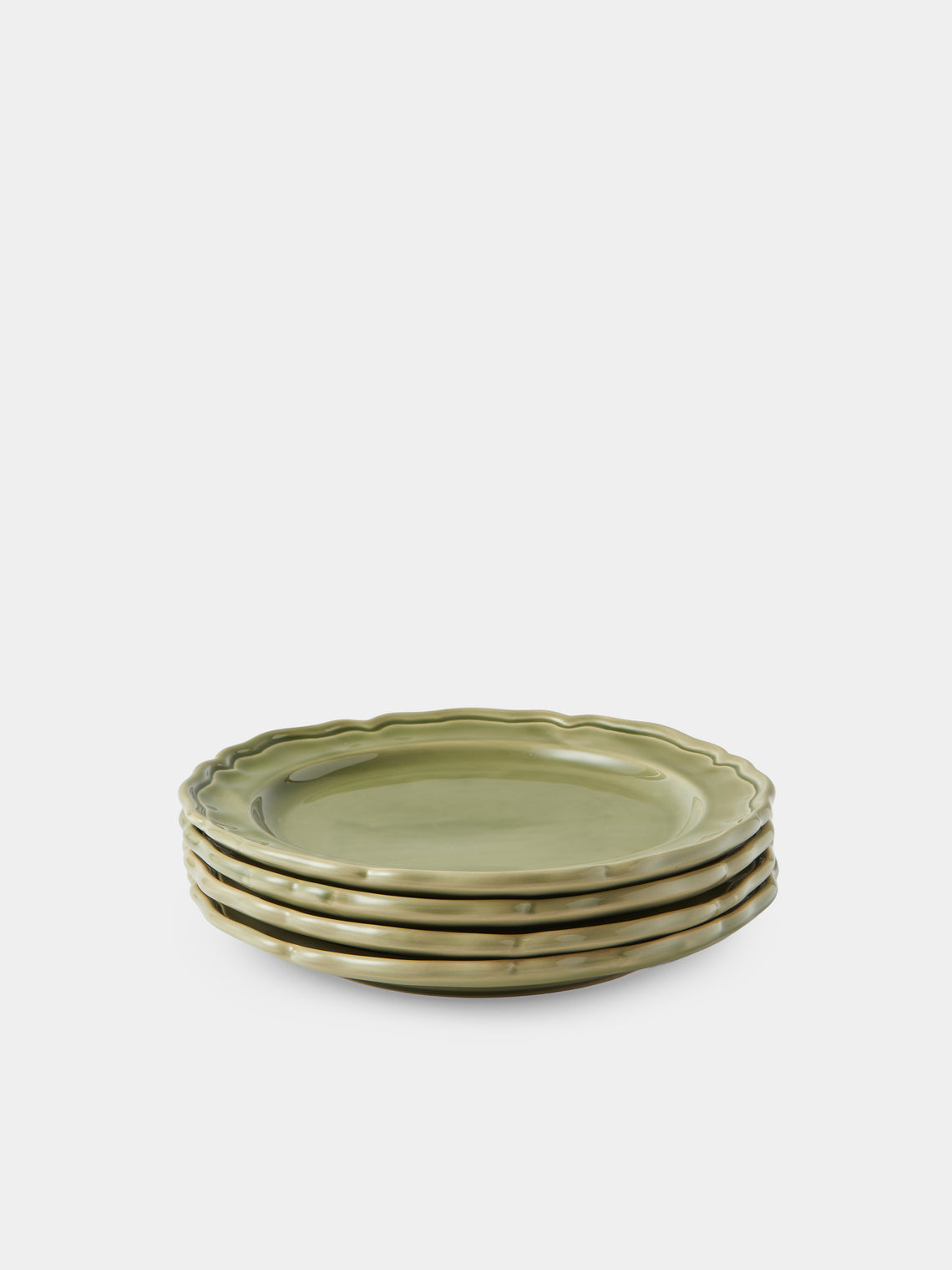 Maison Pichon Uzès - Provence Hand-Glazed Ceramic Side Plates – 9in/23cm (Set of 4) - Green - ABASK