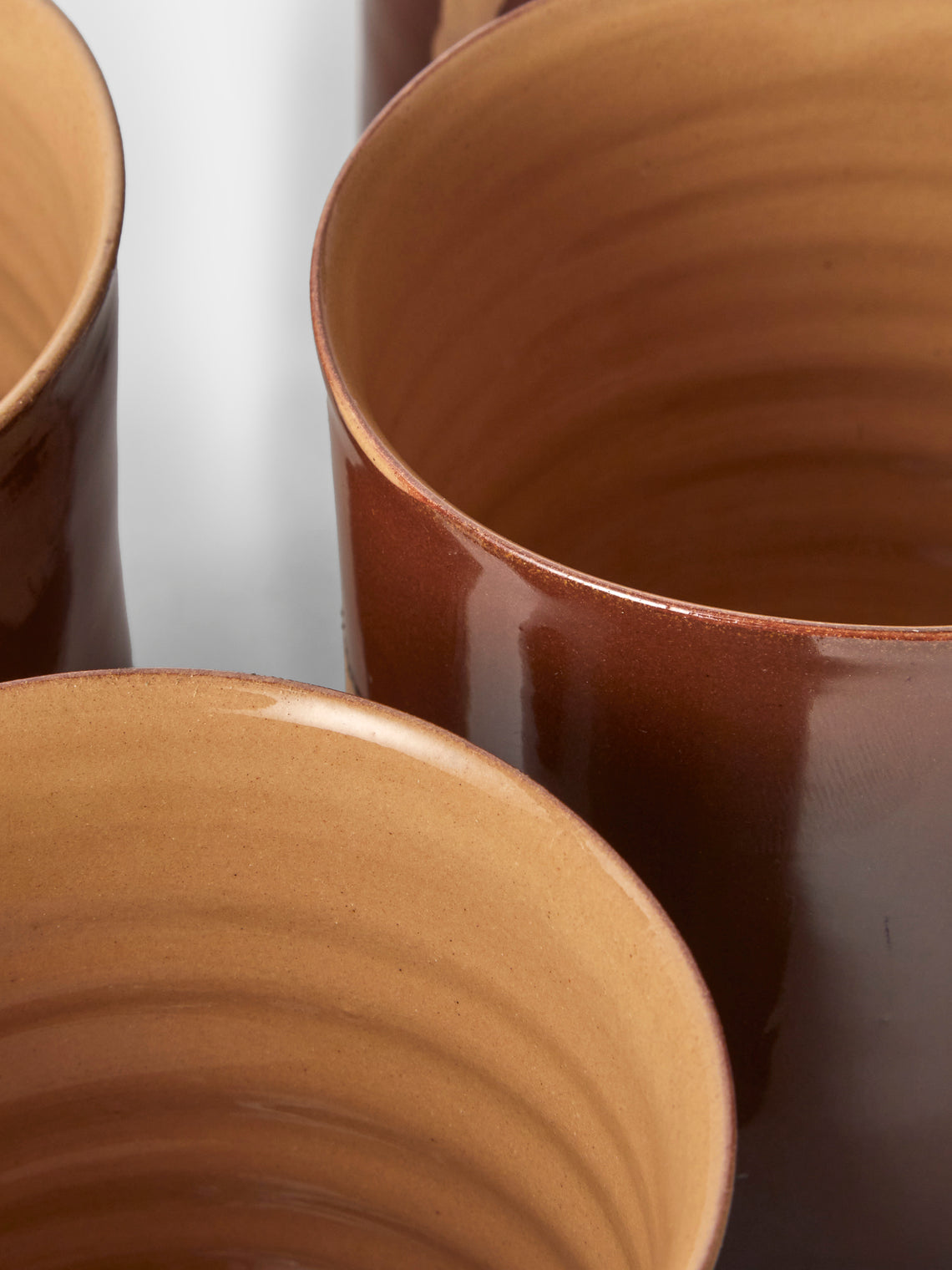 Poterie d’Évires - Animals Hand-Painted Ceramic Mugs (Set of 4) - Light Brown - ABASK