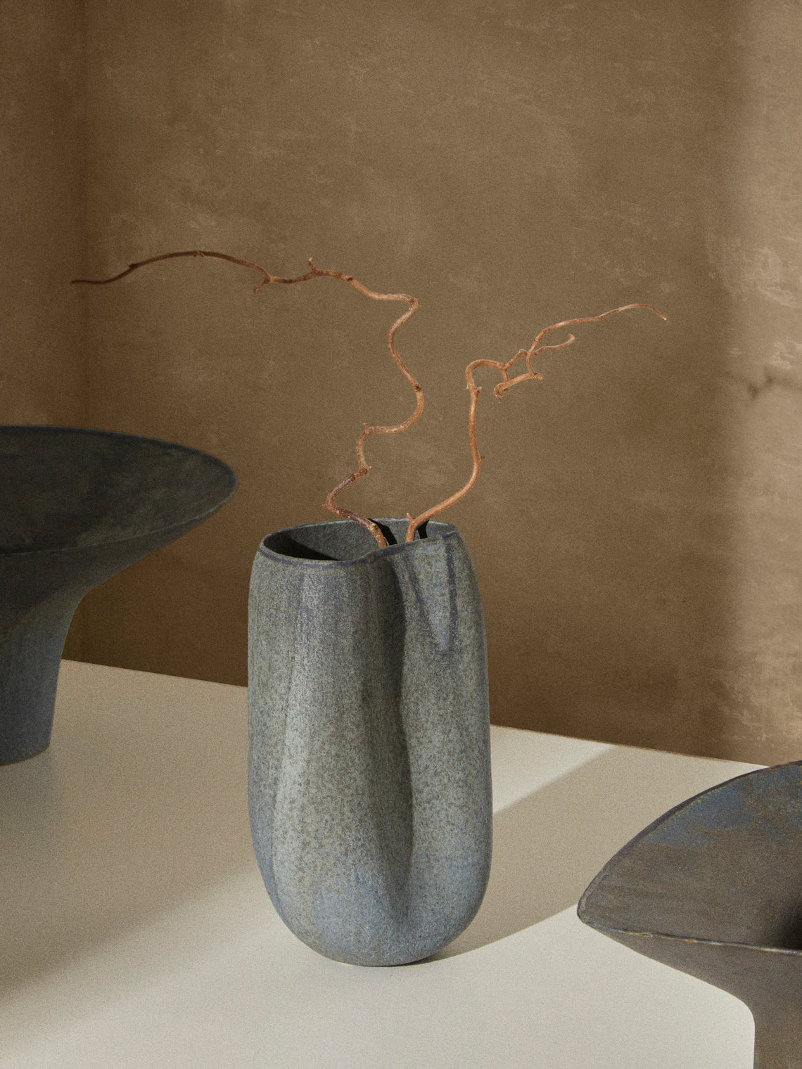 Linda Ouhbi - 42/2025 Hand-Built Stoneware Vase (10in/26cm) - Blue - ABASK