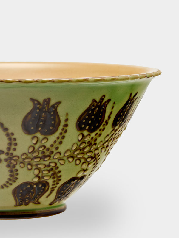 Poterie d’Évires - Flowers Hand-Painted Ceramic Mini Salad Bowl - Green - ABASK