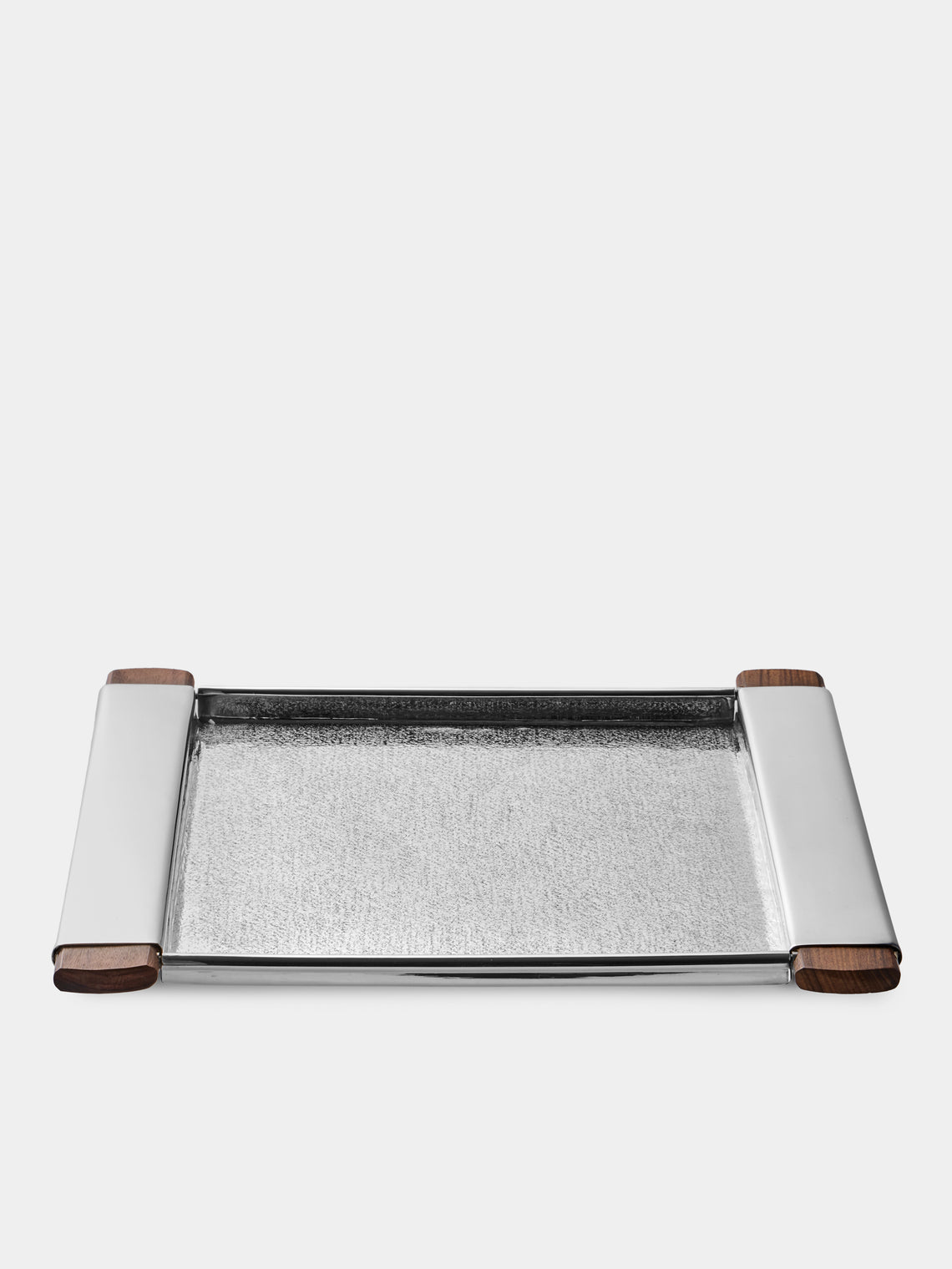 San Lorenzo - 1988 Afra and Tobia Scarpa Engraved Sterling Silver and Wood Tray (12in/31cm) - Silver - ABASK - 
