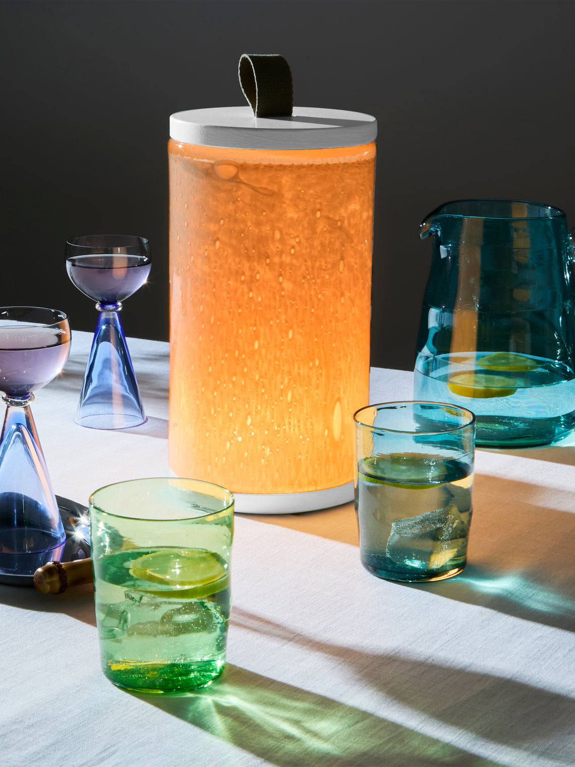 Wannes Antwerp - Antoine Paris Hand-Blown Glass and Rubberwood Portable Lamp - White - ABASK