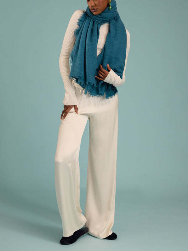 Denis Colomb - Fuzzy Feutre Cashmere Shawl (78.5in/2m) - Blue - ABASK