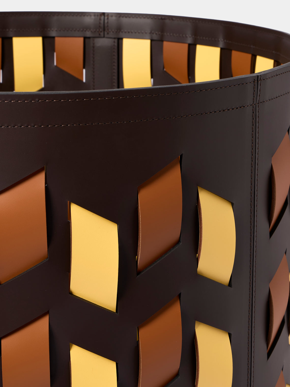 RUDI - Cancun No. 13 Leather Round Basket - Multiple - ABASK