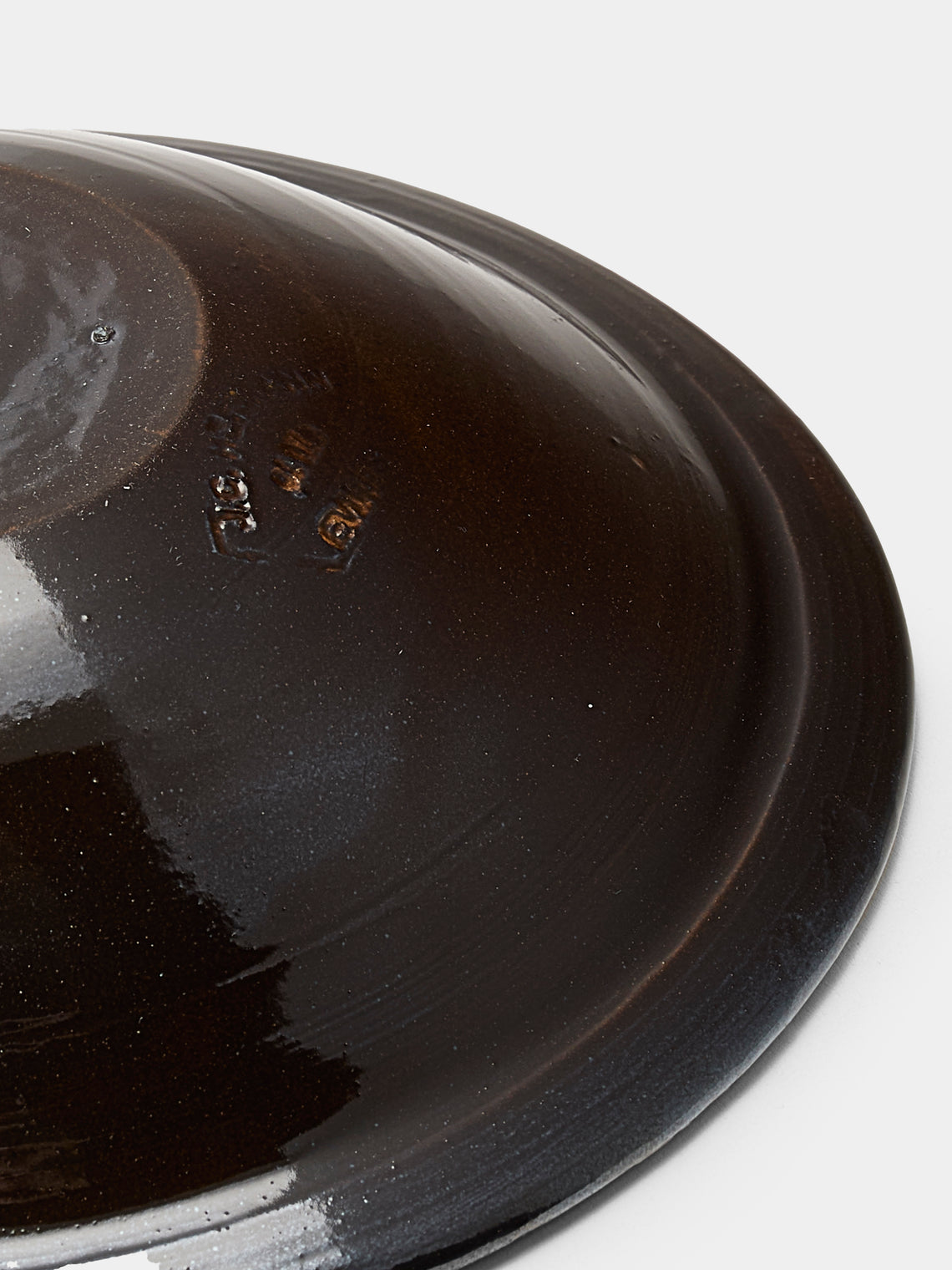 Poterie d’Évires - Birds Hand-Painted Ceramic Serving Bowl - Dark brown - ABASK