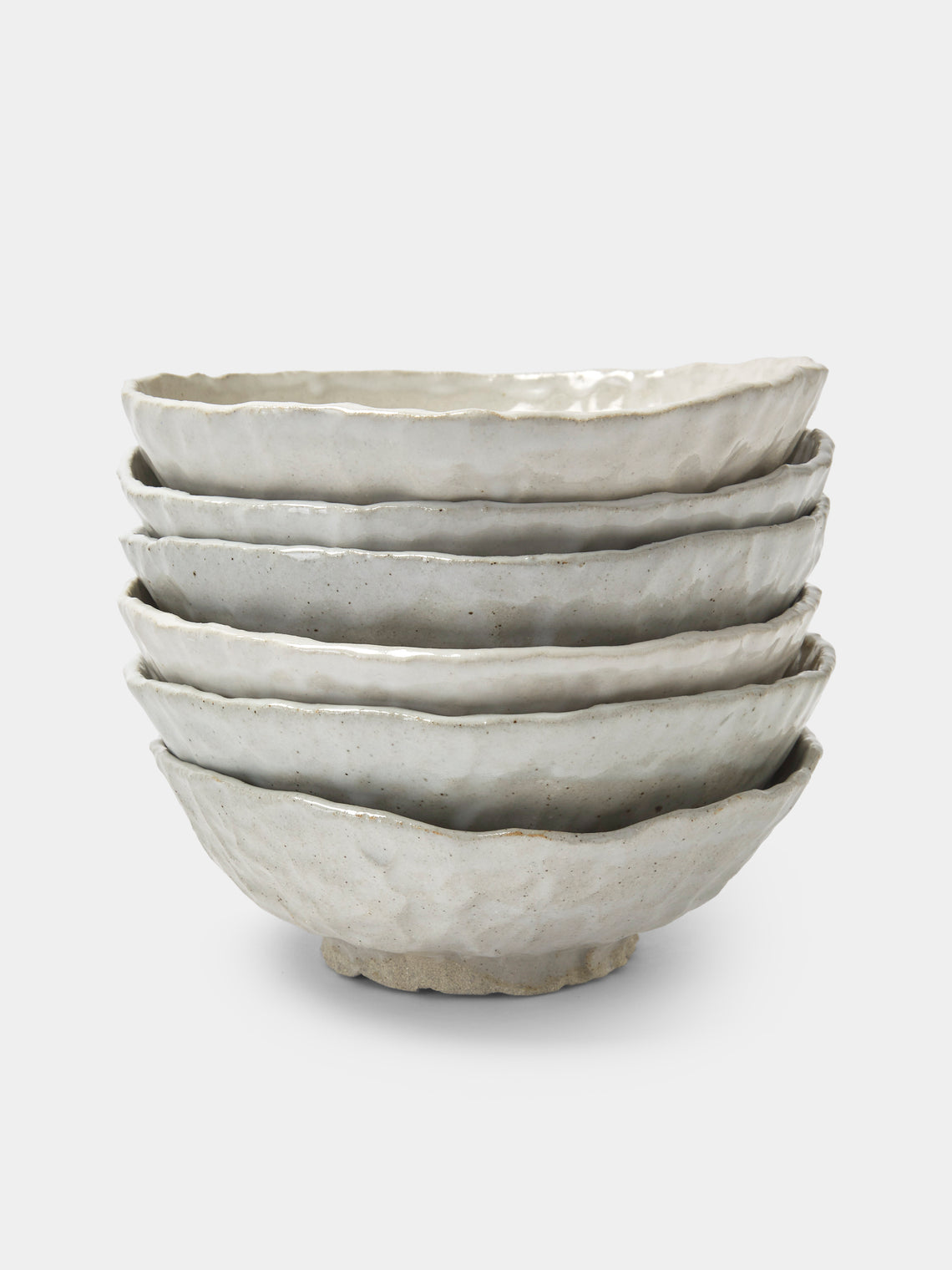 Estudio Vernís - Wood-Fired Stoneware Large Bowls (Set of 6) - White - ABASK