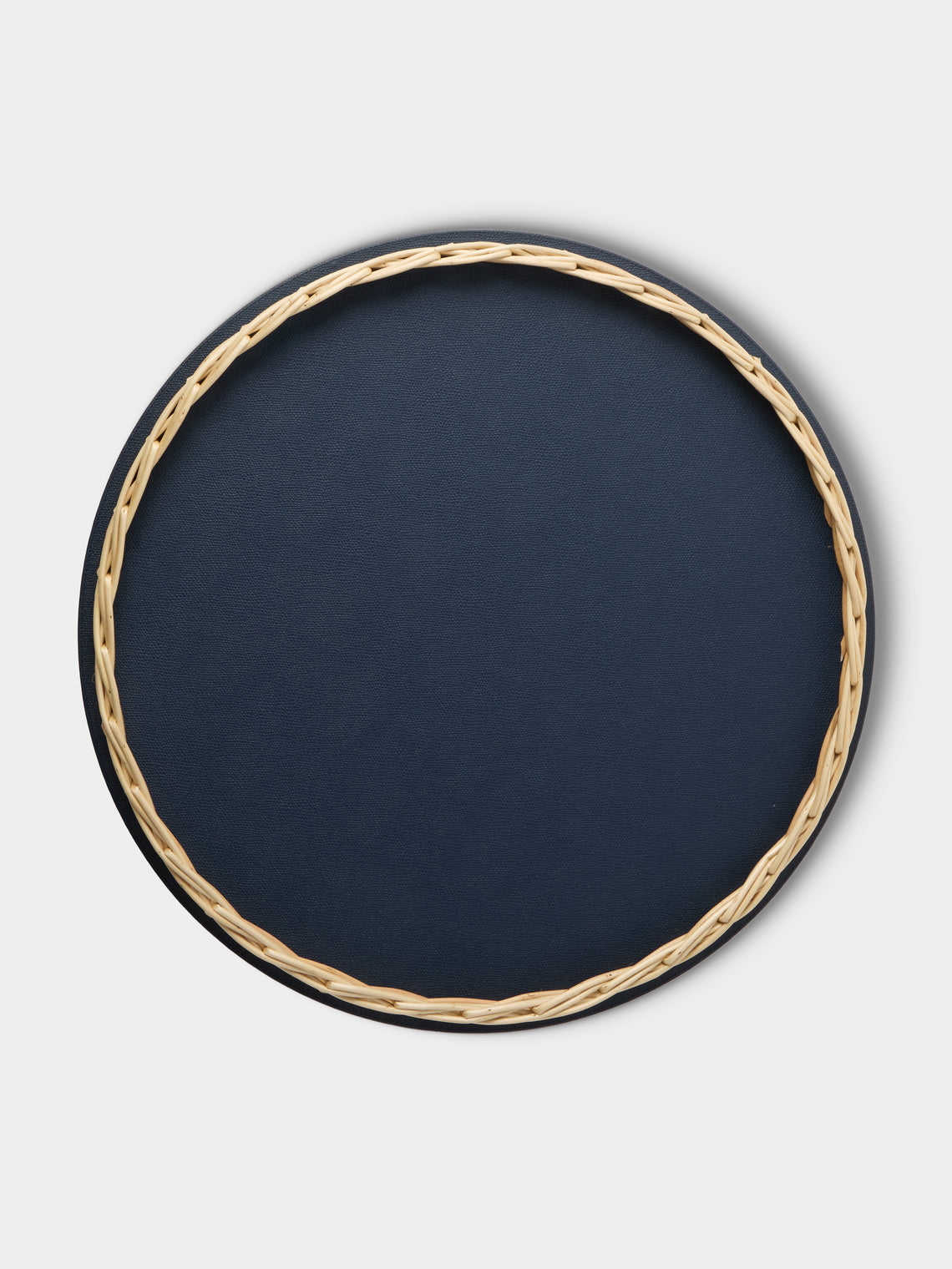 Pigment France - Orsay Leather and Rattan Lazy Susan (18.5in/47cm) - Blue - ABASK