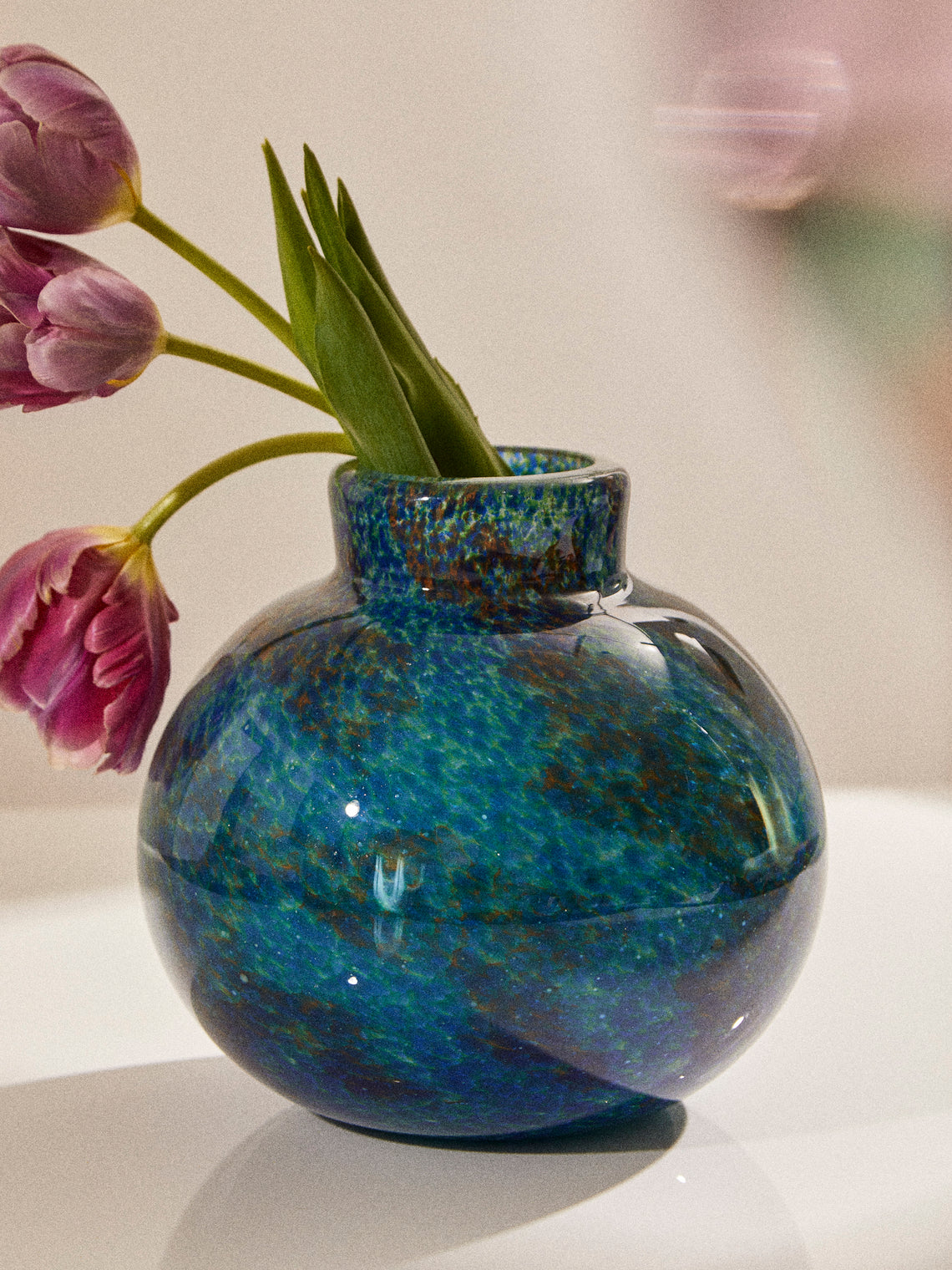 Antique and Vintage - 1900s Murano Glass Vase (8.5in/22cm) - Blue - ABASK