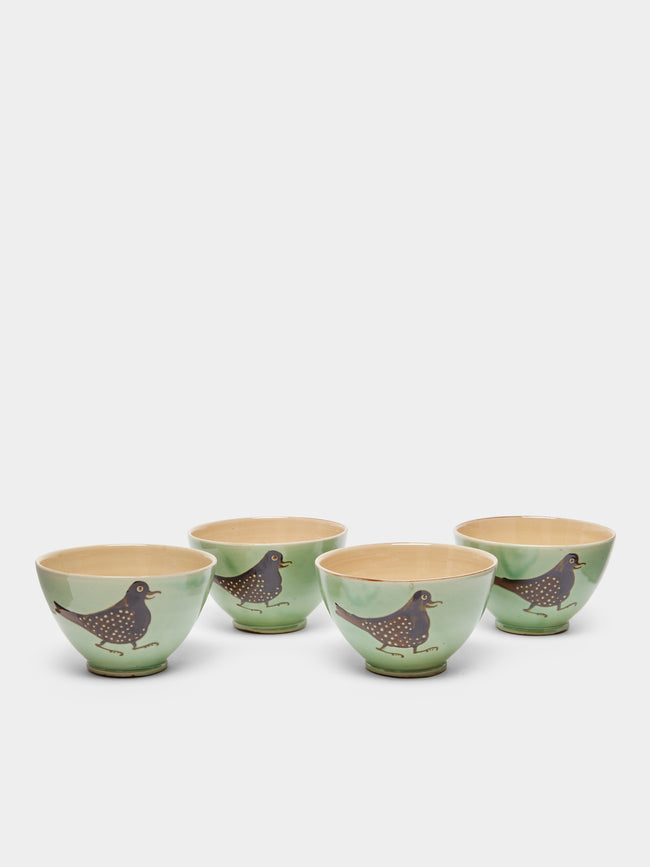 Poterie d’Évires - Birds Hand-Painted Ceramic Cereal Bowls (Set of 4) -  - ABASK - 