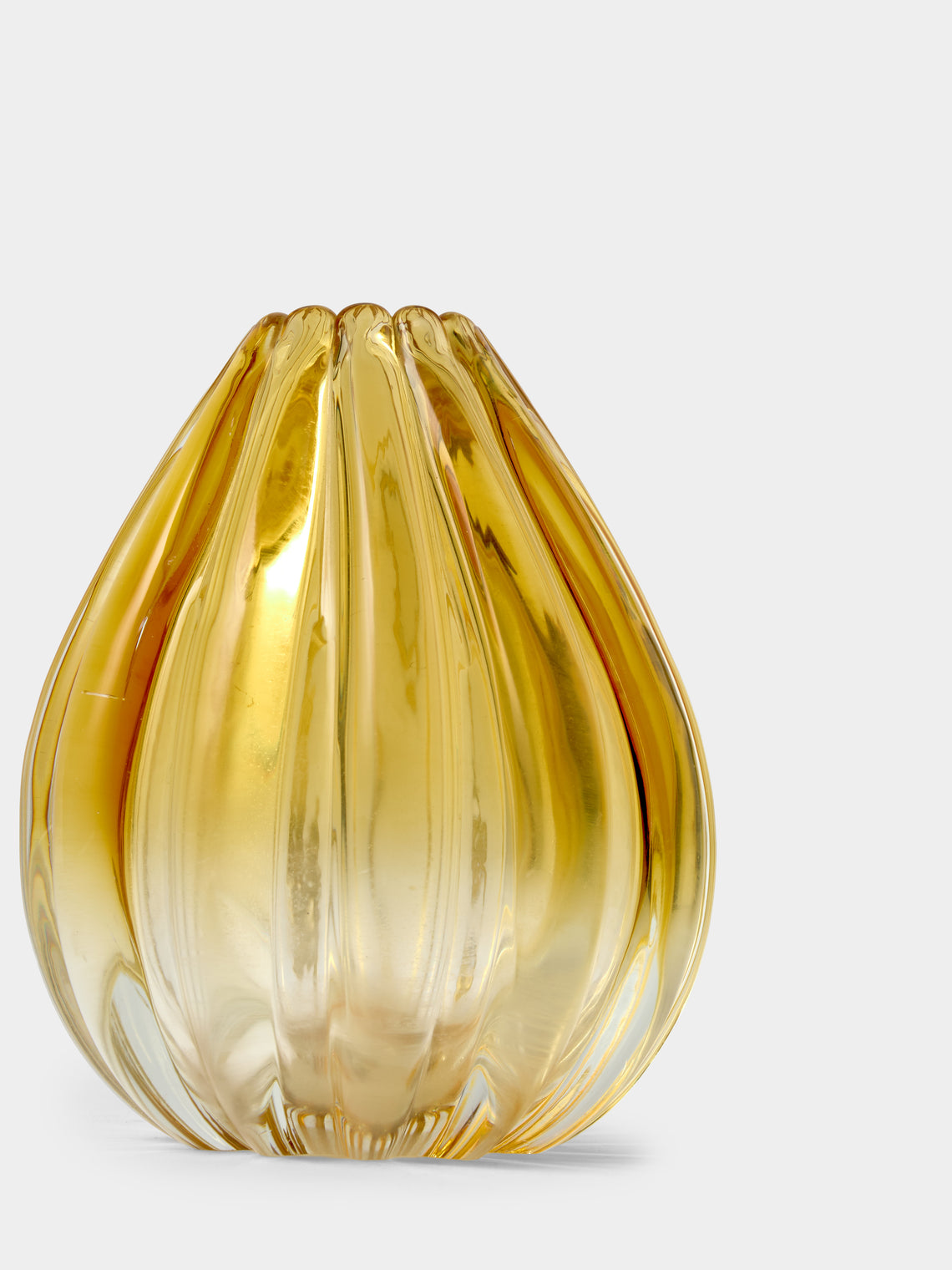 Antique and Vintage - 1942 Flavio Poli for Seguso Vetri d'Arte Murano Glass Vase (5.5in/14.5cm) - Yellow - ABASK