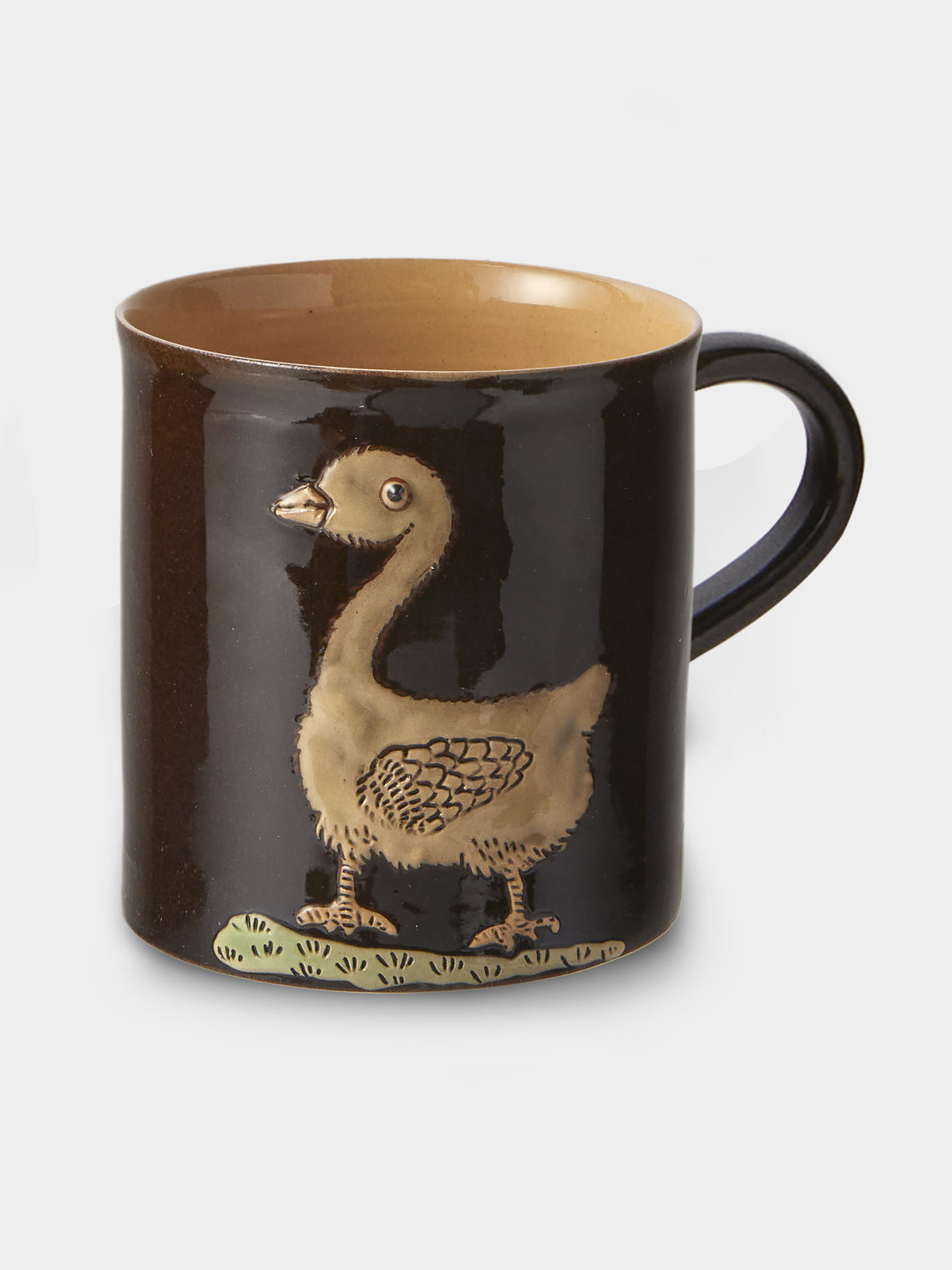 Poterie d’Évires - Animals Hand-Painted Ceramic Mugs (Set of 4) - Dark Brown - ABASK