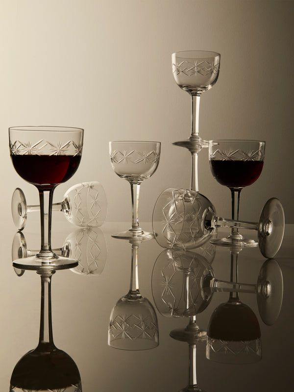 Antique and Vintage - 1940s Crystal Wine Glasses (Set of 15) - Clear - ABASK