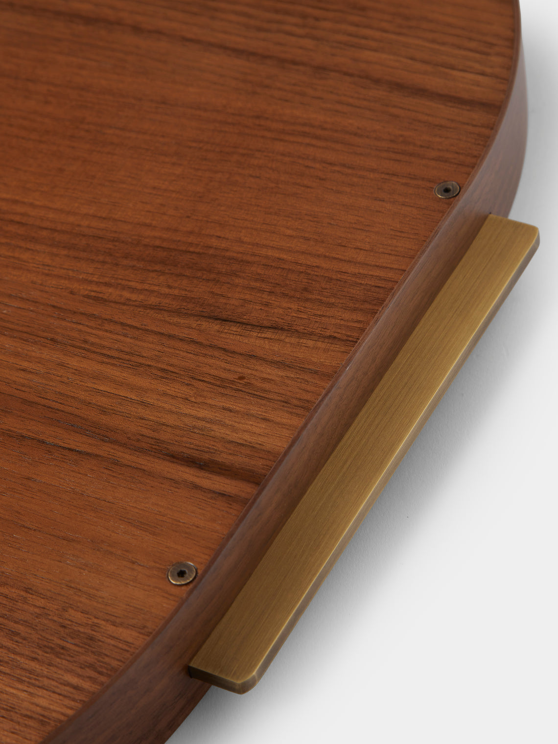 Riviere - Dama Walnut and Leather Round Tray (25in/64cm) - Brown - ABASK