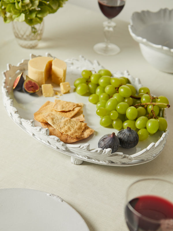 Astier de Villatte - Large Oval Footed Platter with Leaves -  - ABASK