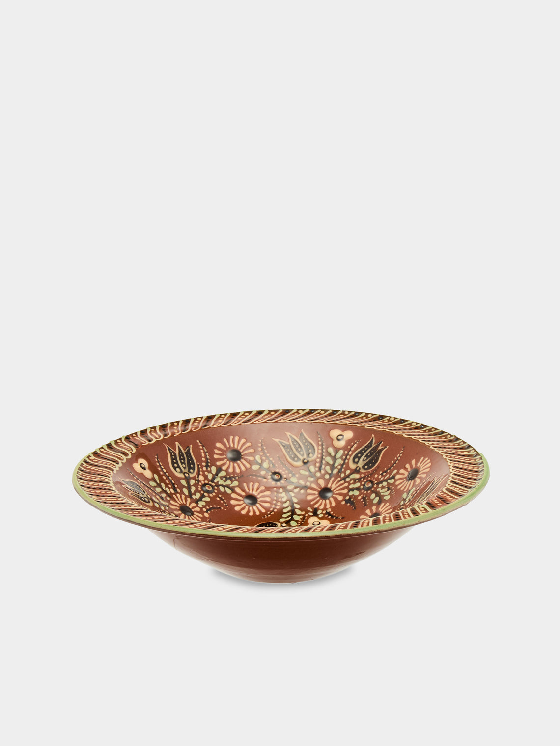 Poterie d’Évires - Flowers Hand-Painted Ceramic Serving Bowl - Light brown - ABASK - 