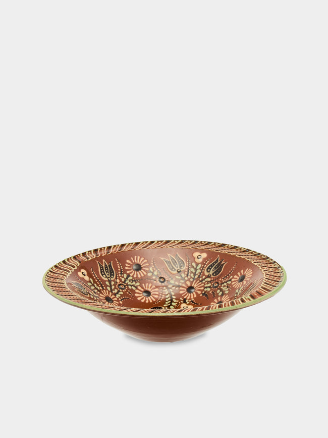 Poterie d’Évires - Flowers Hand-Painted Ceramic Serving Bowl - Light brown - ABASK - 