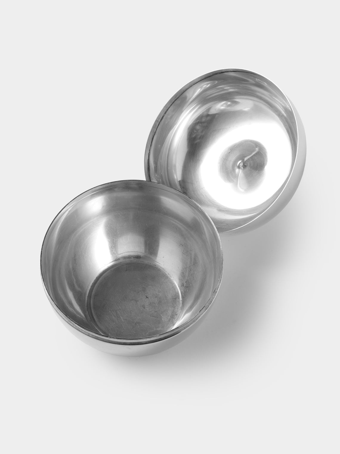 Antique and Vintage - 1960s Christofle Apple Silver-Plated and Glass Tea / Sugar Bowl - Blue - ABASK