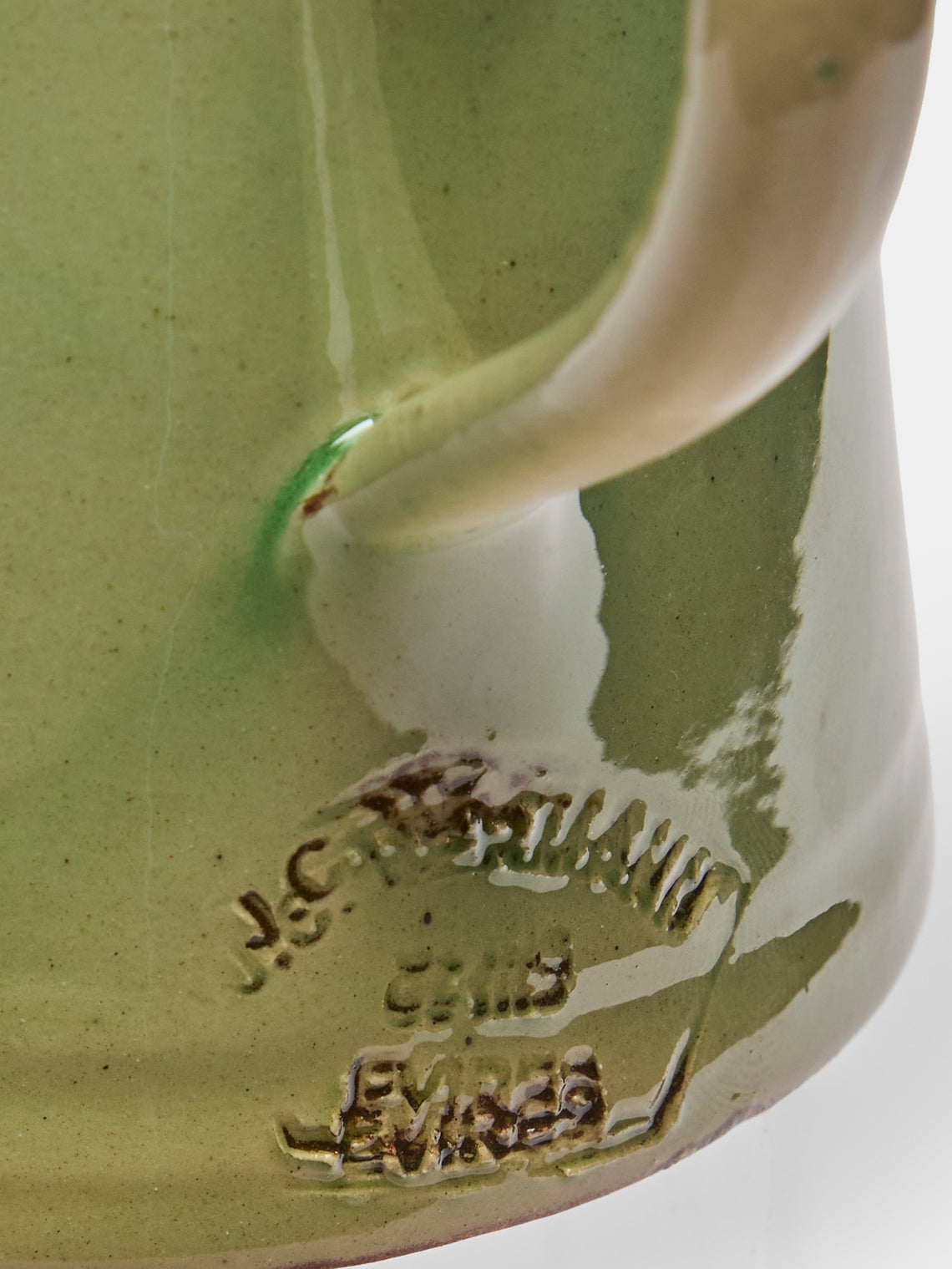 Poterie d’Évires - Flowers Hand-Painted Ceramic Petite Milk Jug - Green - ABASK