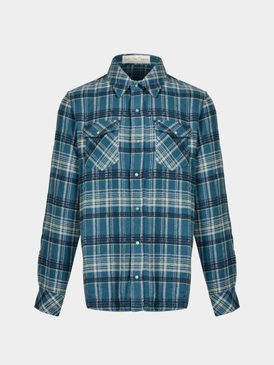 God's True Cashmere - Fantasia Tartan Cashmere Shirt | Size: M - Blue - ABASK - 