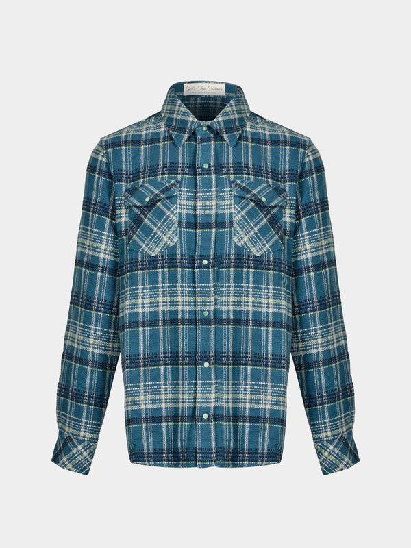 God's True Cashmere - Fantasia Tartan Cashmere Shirt | Size: M - Blue - ABASK - 