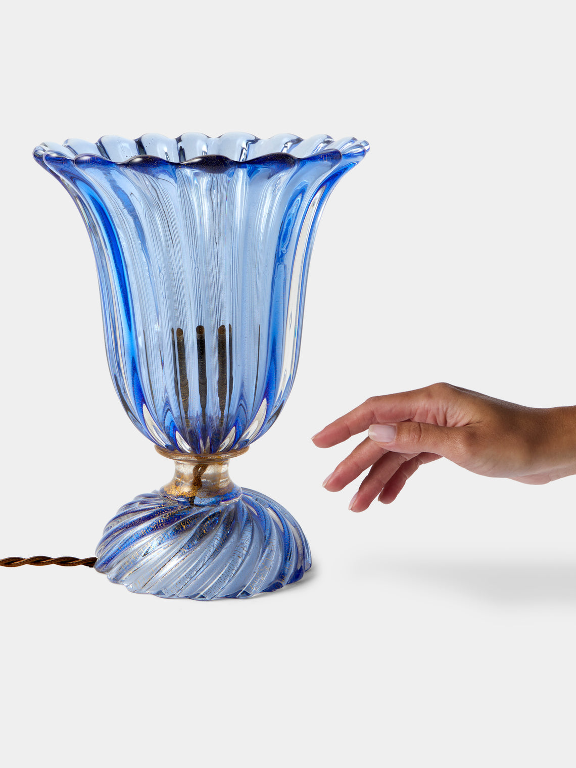 Antique and Vintage - 1960s Barovier Murano Glass Table Lamp - Blue - ABASK