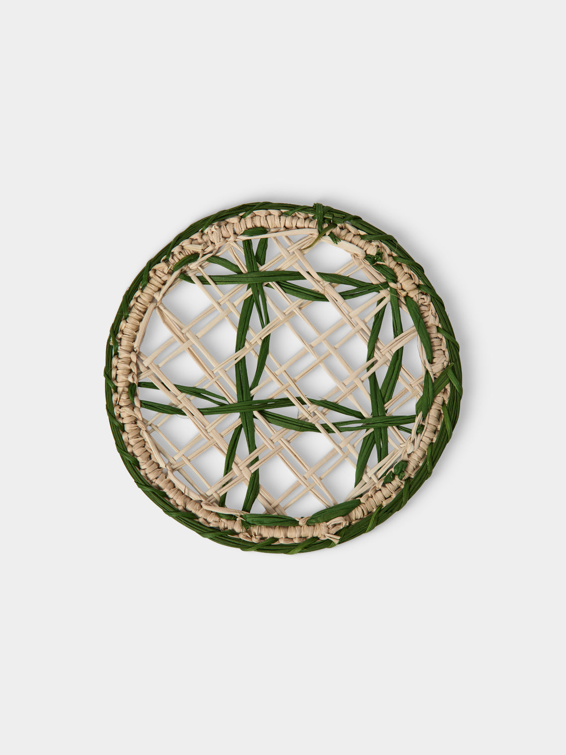 Artesanías del Atlántico - | Set of 6 | Panal Handwoven Palm Coasters - Green - ABASK