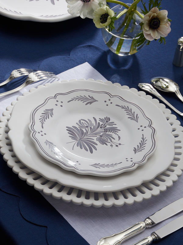 Bourg Joly Malicorne - Antique Fleurs Hand-Painted Ceramic Dessert Plates (Set of 4) -  - ABASK