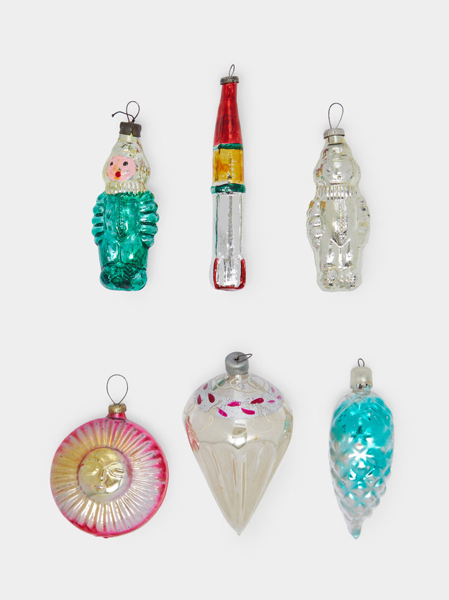 Antique and Vintage - 1950s-1960s Space Race Glass Tree Decorations (Set of 6) -  - ABASK - 