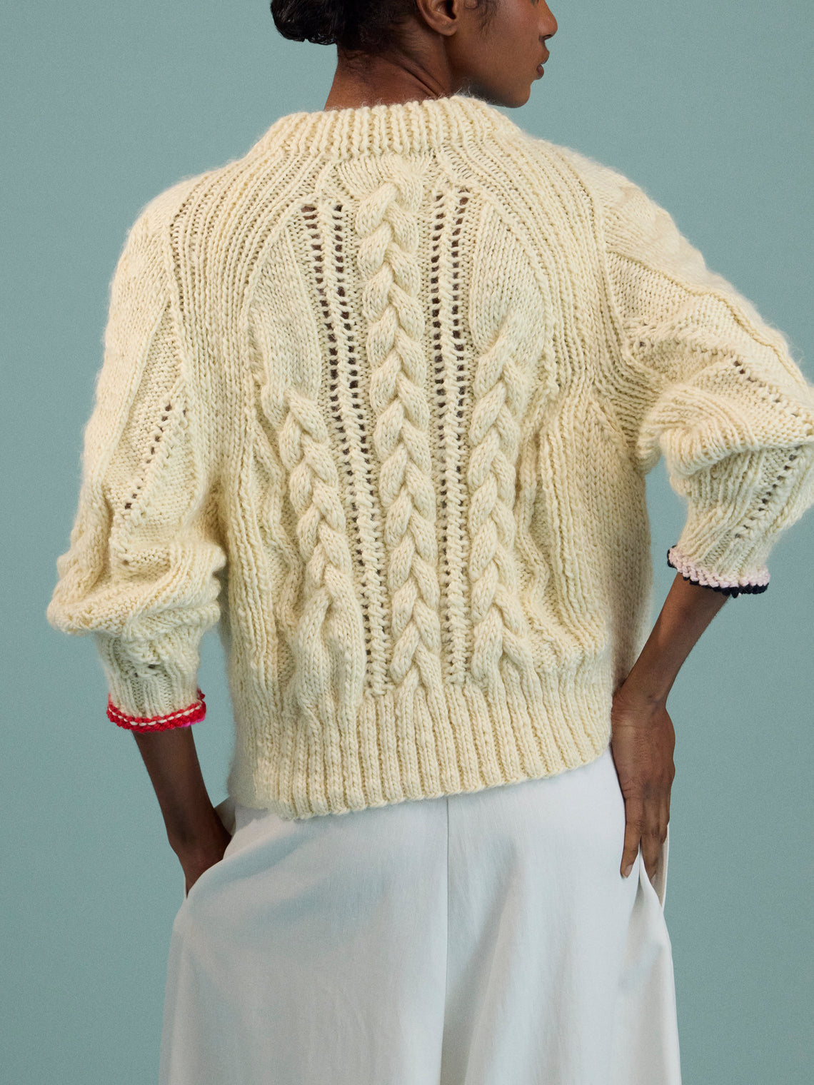 La Fetiche - Marianne Hand-Knitted Wool Sweater | Size: S - Cream - ABASK